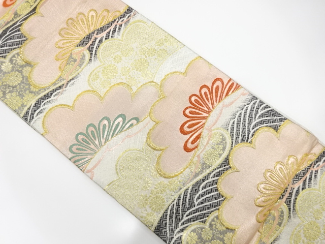 アンティーク　佐賀錦流水に笠松模様織出し袋帯（材料）